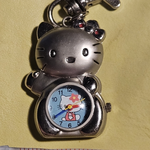 Hello Kitty Watch-Compass Silver Tone New Battery Works Great